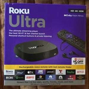 Roku Ultra with rechargeable voice remote and remote finder
